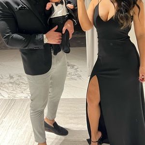 Black open back dress